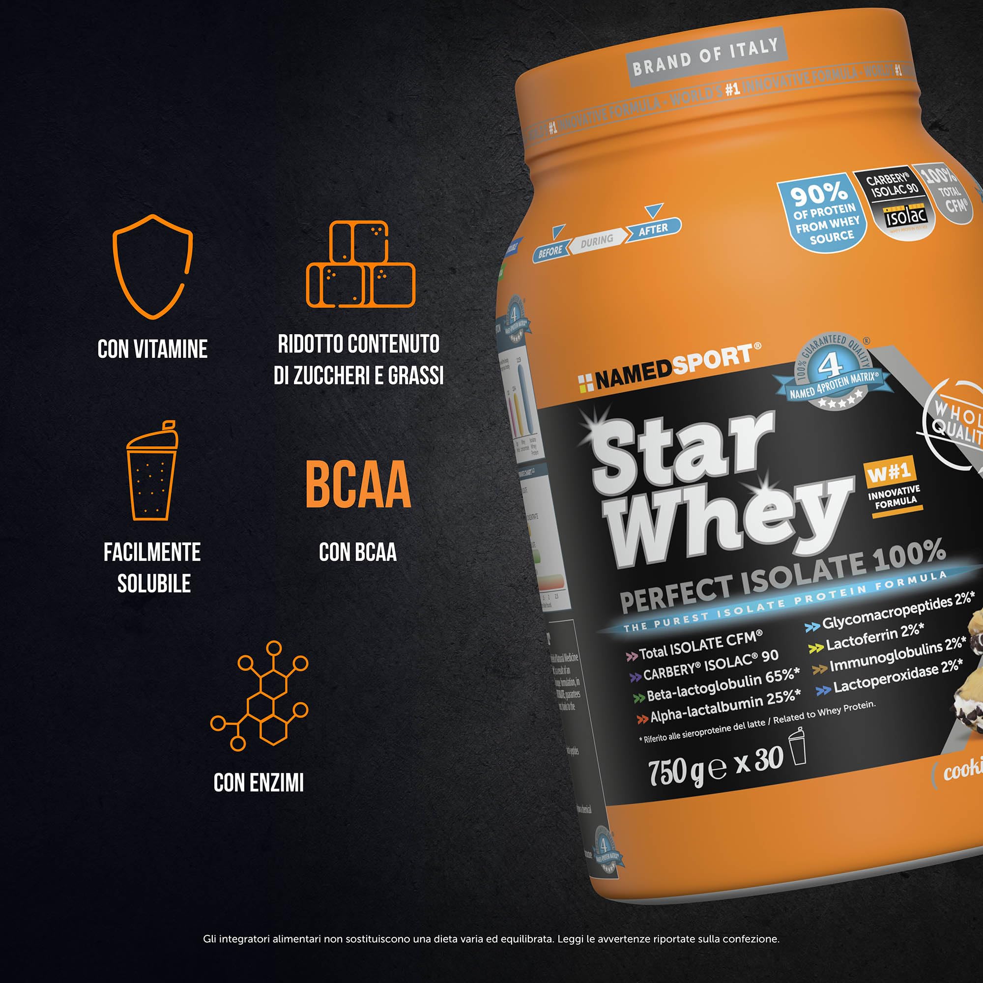 namedsport-star-whey-isolate-proteine-isolate-in-polvere-750g-cookies-cream image 5
