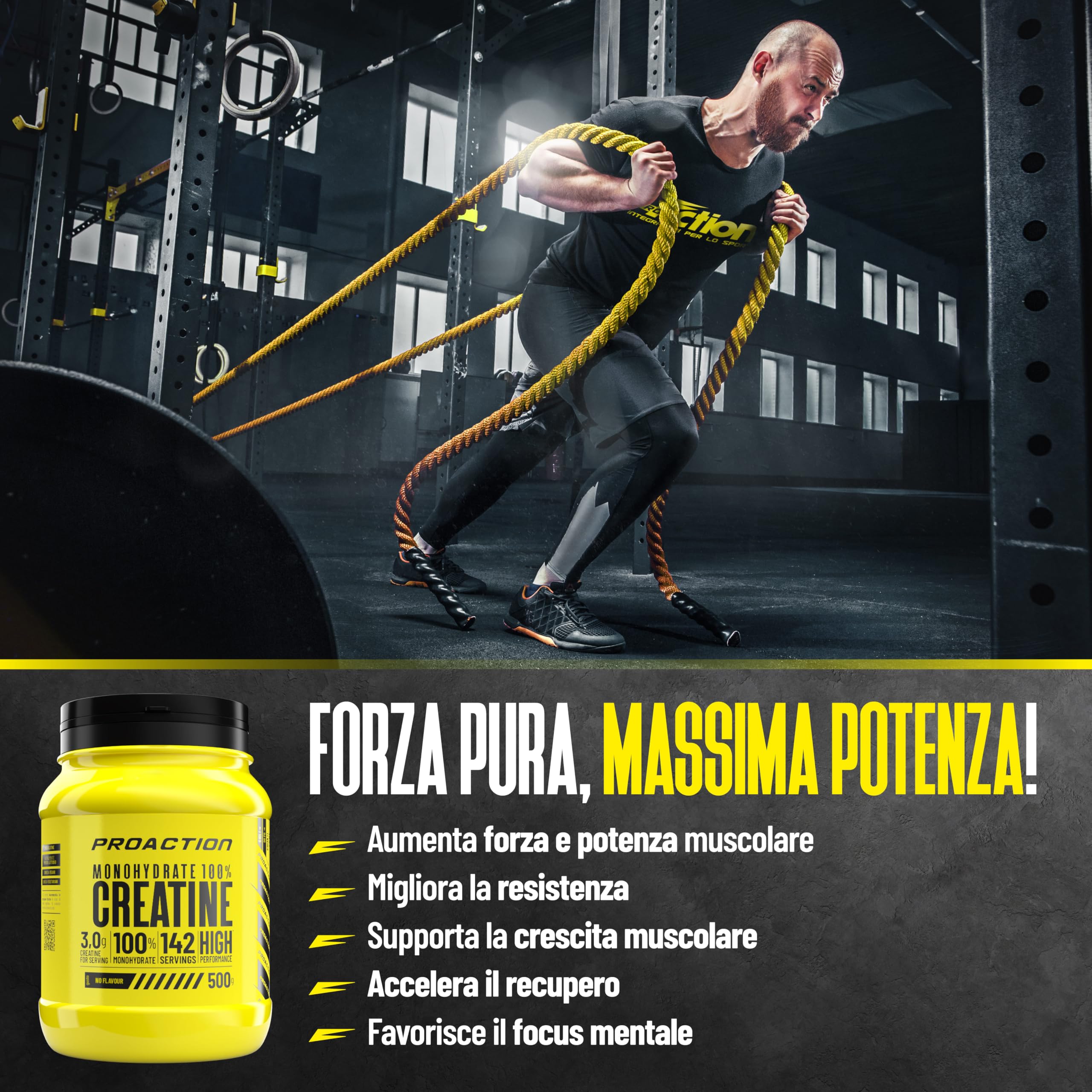 proaction-creatina-monoidrata-in-polvere-100-pura-500-g-142-porzioni image 3