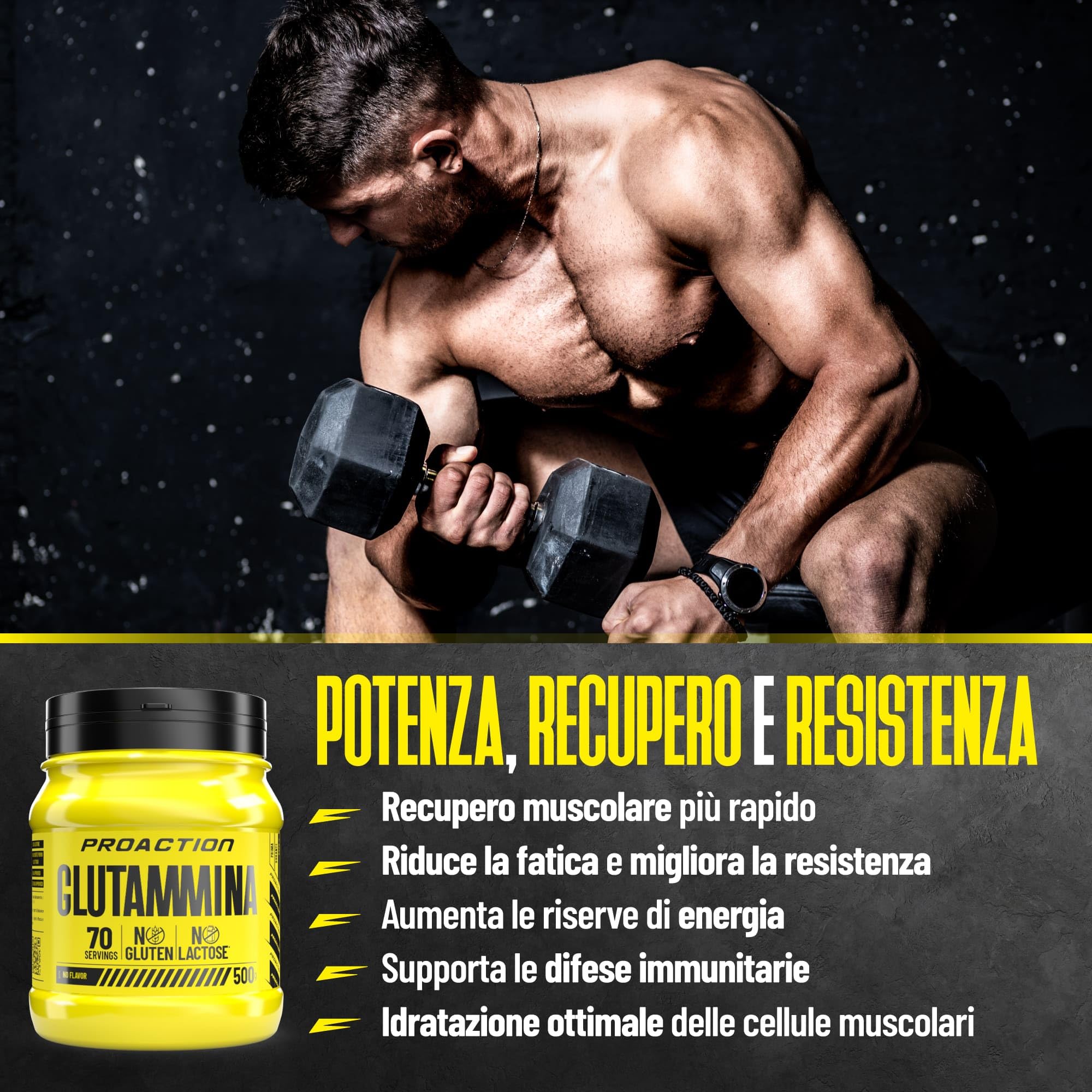 proaction-l-glutammina-100-pura-in-polvere-500g-70-porzioni image 2