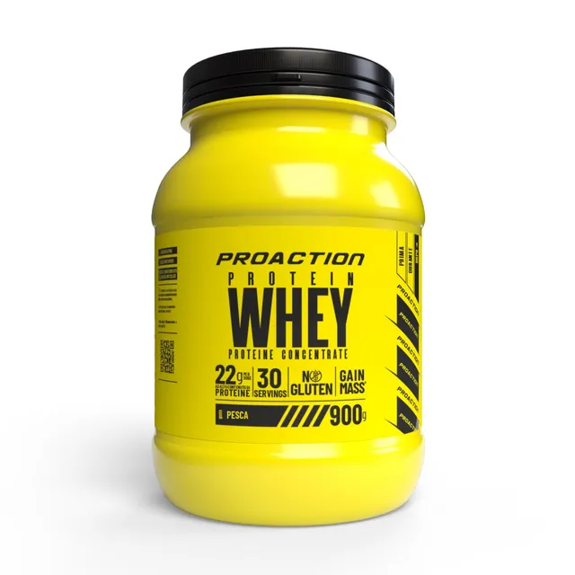 proaction-protein-whey-proteine-siero-latte-gusto-pesca-barattolo-900g-30-dosi image 1