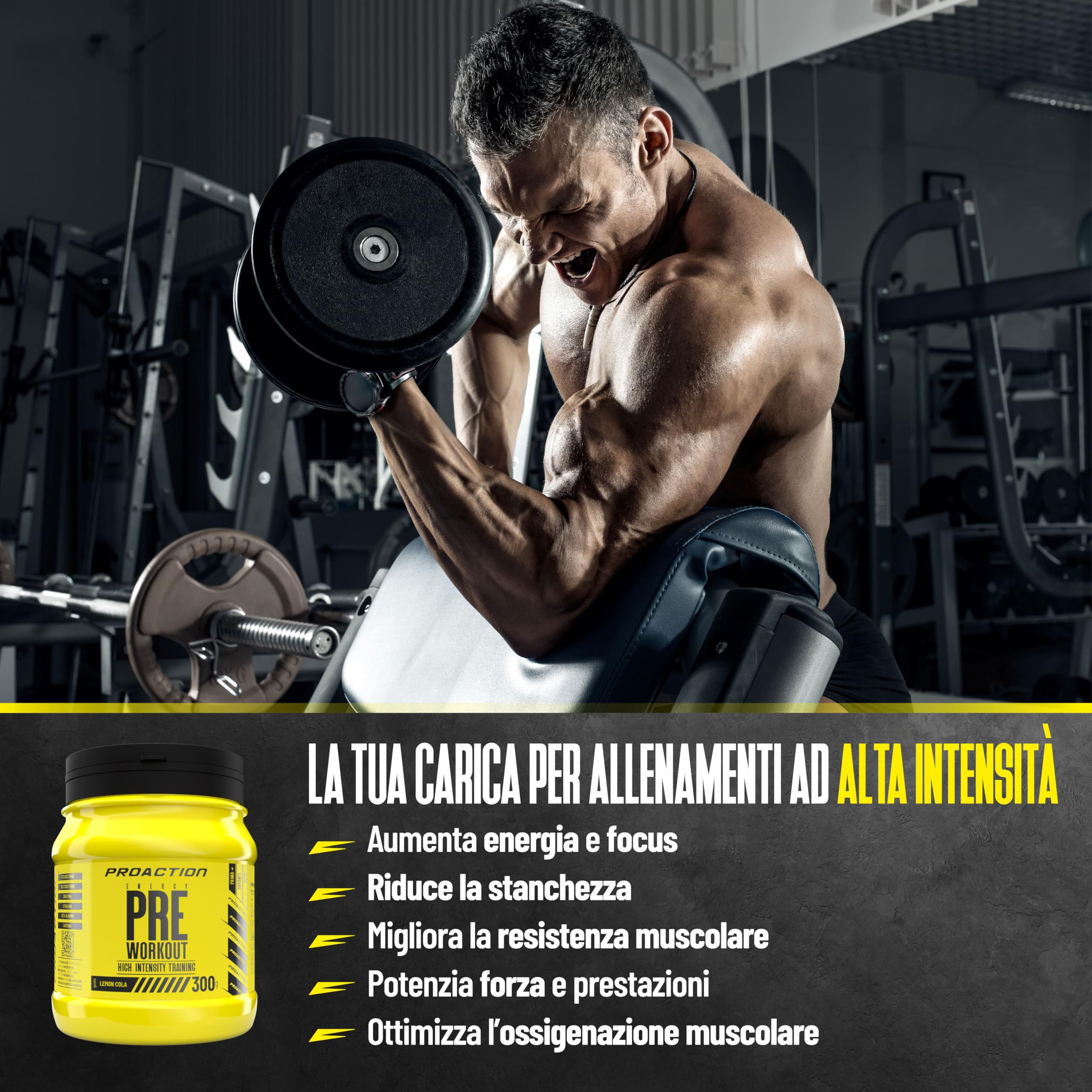 proaction-pre-workout-con-creatina-citrullina-beta-alanina-caffeina-300g-20-porz image 3