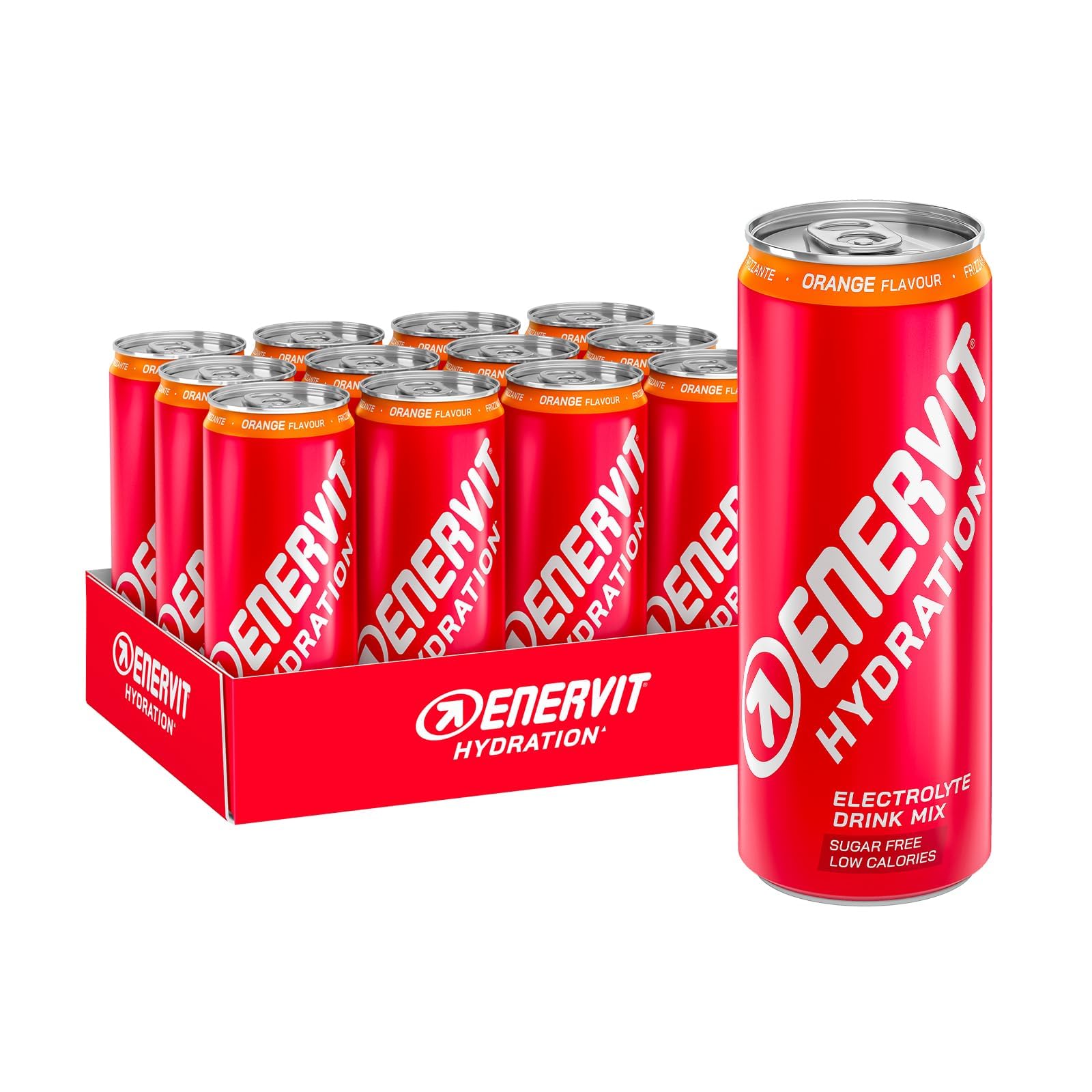 enervit-hydration-orange-bevanda-elettroliti-12-lattine-x-250-ml-gusto-arancia image 1