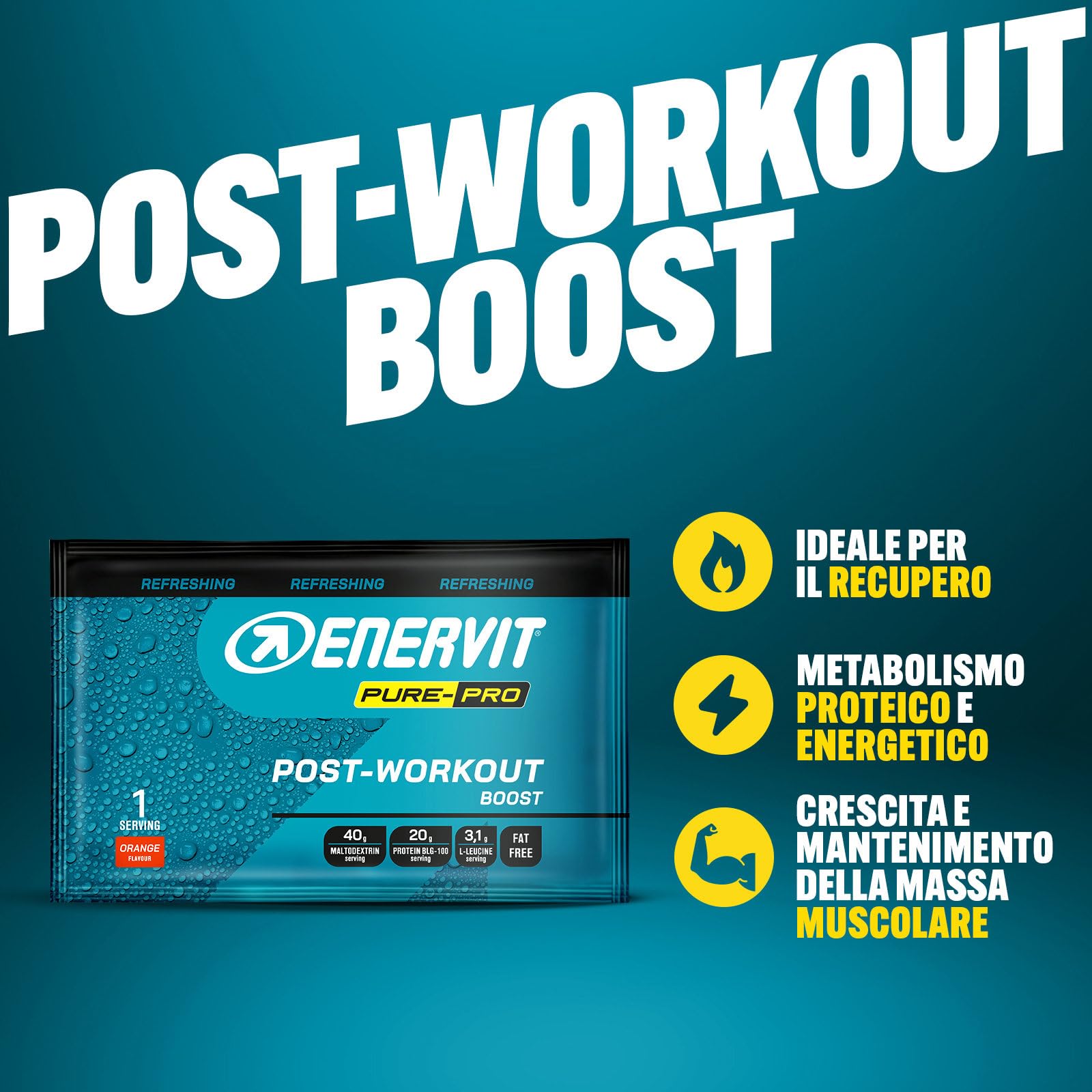 enervit-pure-pro-post-workout-arancia-maltodestrine-proteine-20g-buste-65g image 3