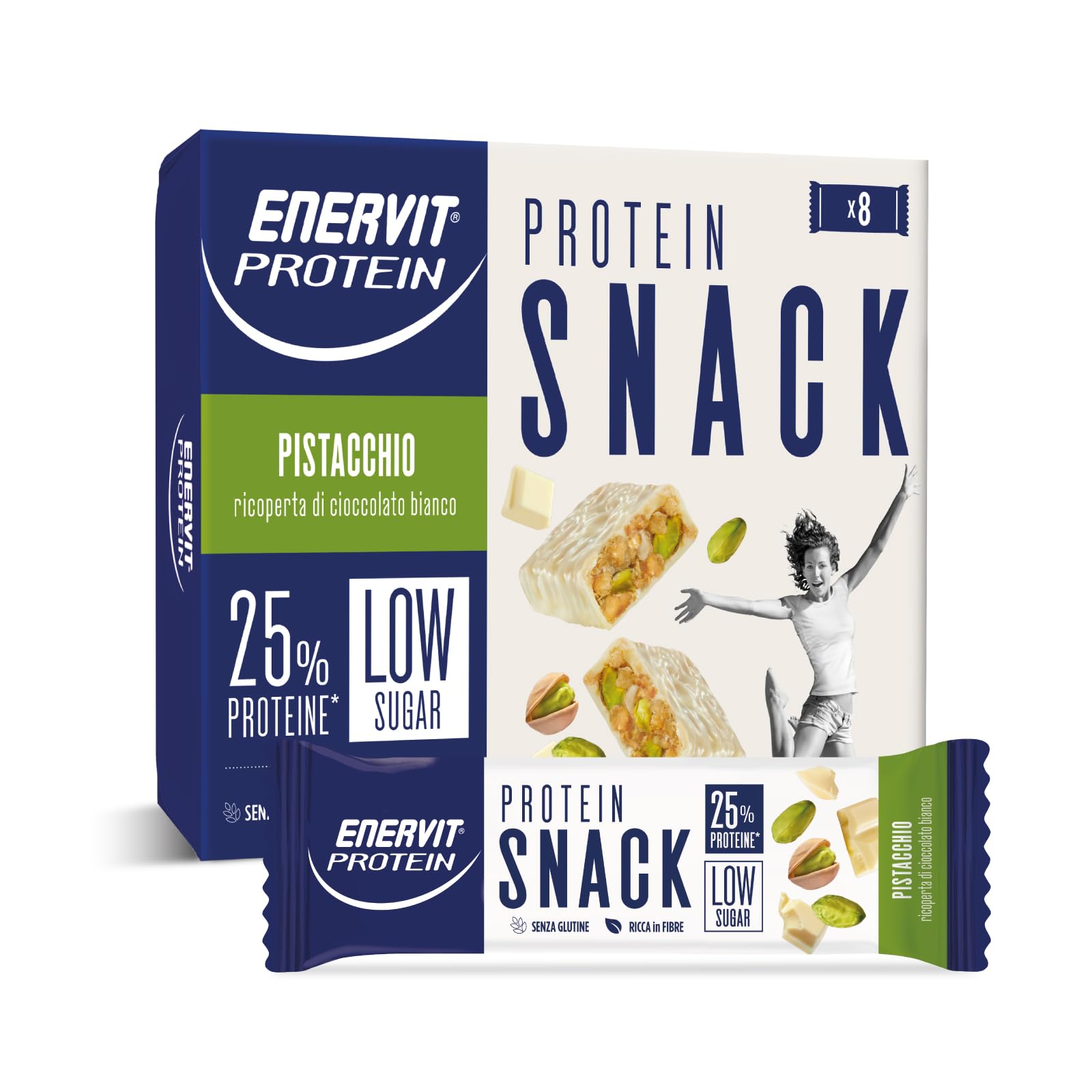 enervit-protein-snack-pistacchio-e-cioccolato-bianco-low-sugar-8-x-27-g image 1