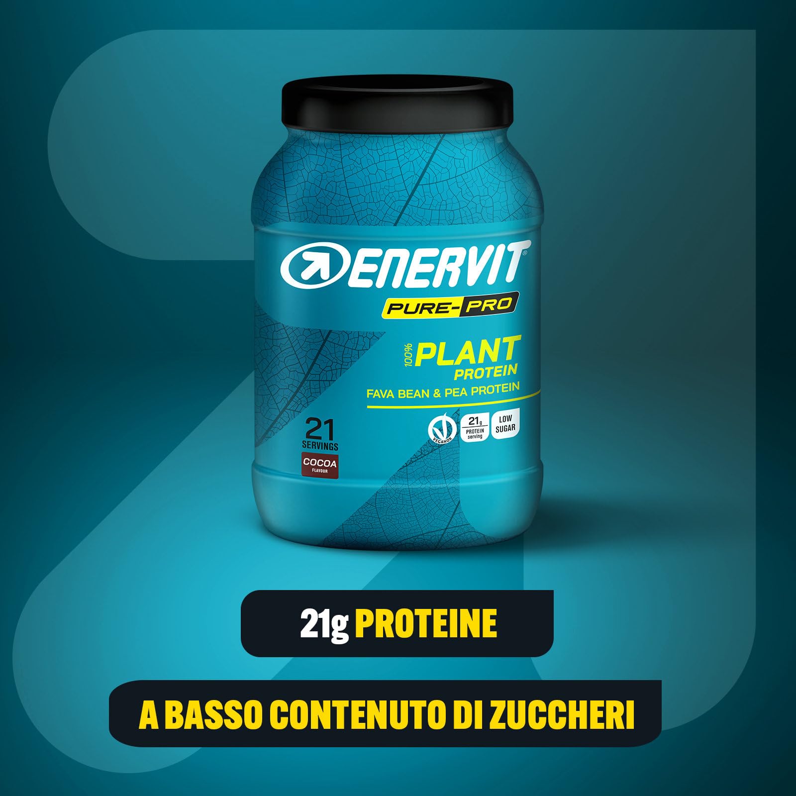 enervit-pure-pro-100-plant-protein-630g-gusto-cacao-21g-proteine-vegane image 2