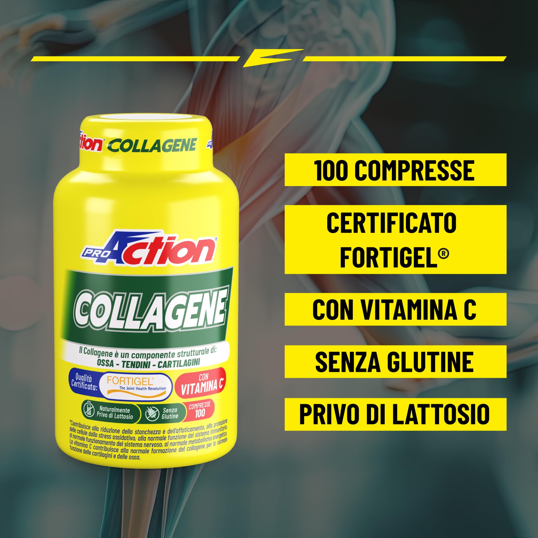 proaction-collagene-fortigel-integratore-100-compresse-con-acido-ialuronico-e-vi image 2
