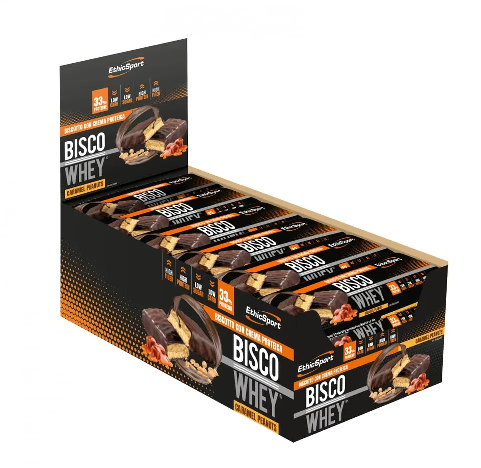 ethicsport-bisco-whey-high-protein-bar-18-x-40-g-arachidi-e-caramello image 1