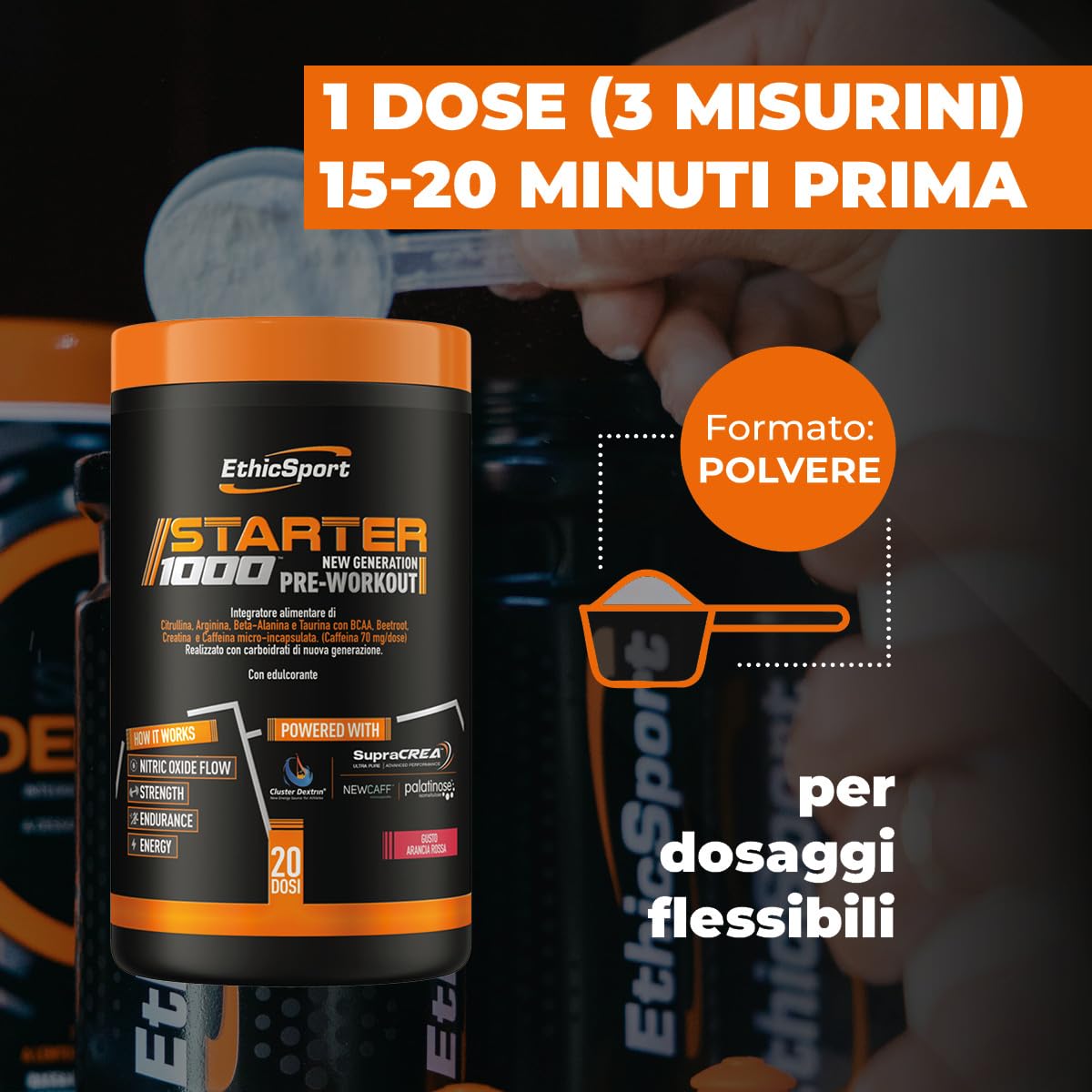 ethicsport-starter-1000-integratore-pre-workout-in-polvere-con-caffeina-creatina image 5