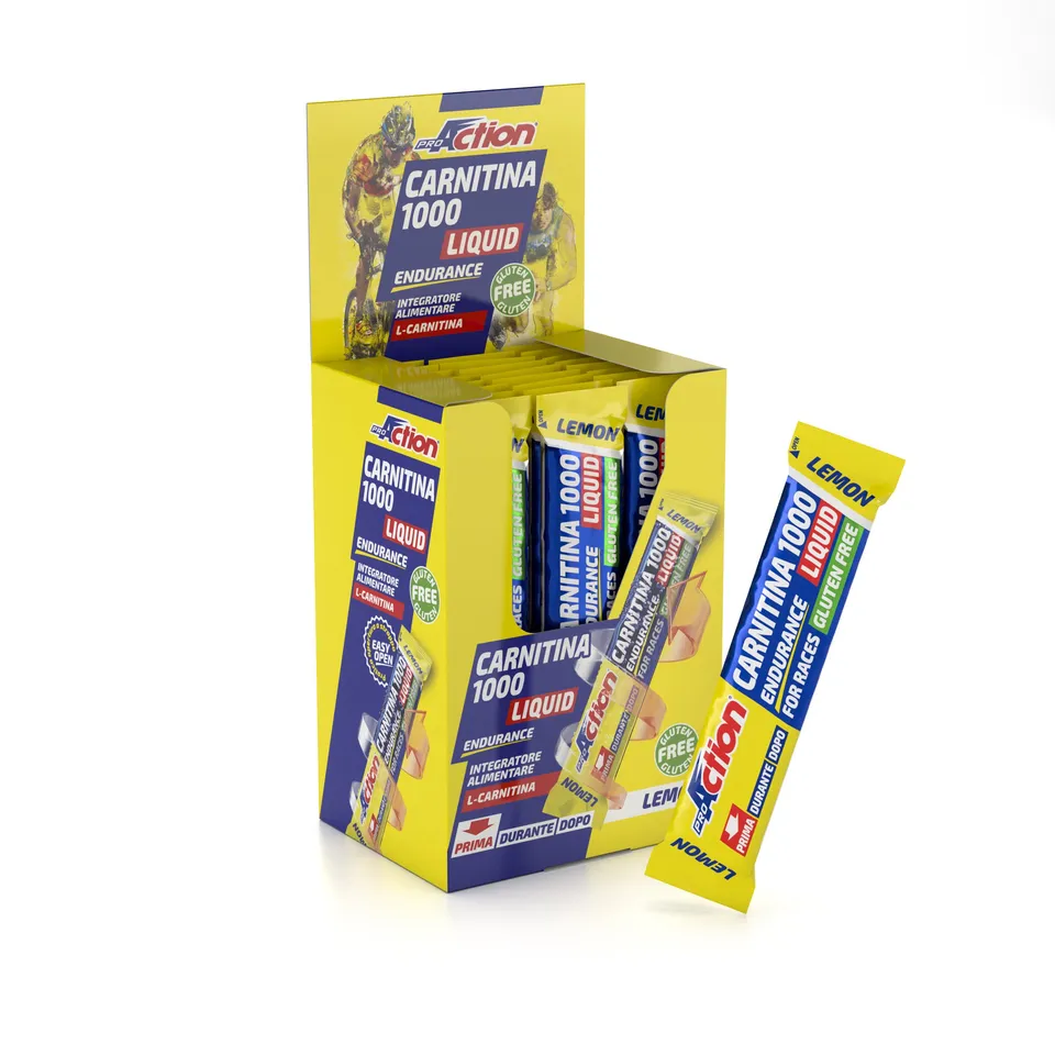 proaction-carnitina-1000-liquid-limone-integratore-l-carnitina-25-stick-da-25-ml image 1