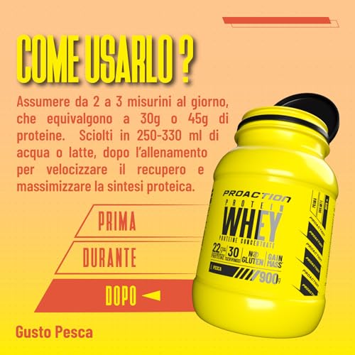 proaction-protein-whey-proteine-siero-latte-gusto-pesca-barattolo-900g-30-dosi image 8
