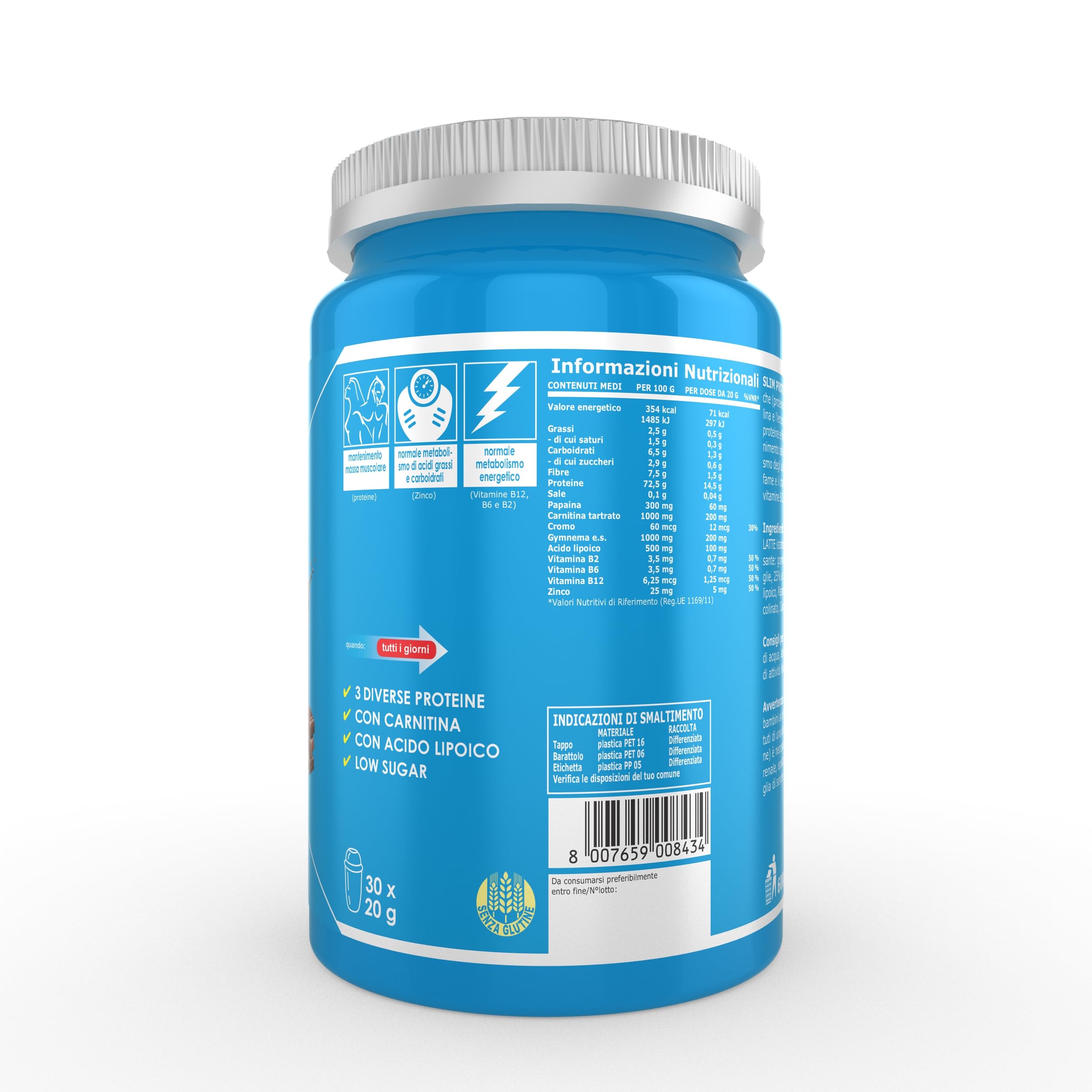 ultimate-italia-slim-protein-cacao-600g-shake-proteico-controllo-peso image 2