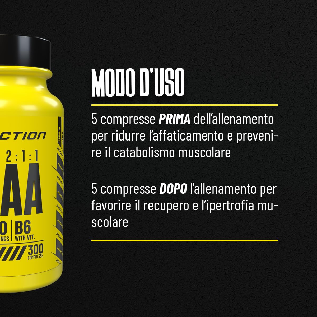 proaction-bcaa-2-1-1-con-vitamina-b6-gusto-neutro-300-compresse-60-utilizzi image 4