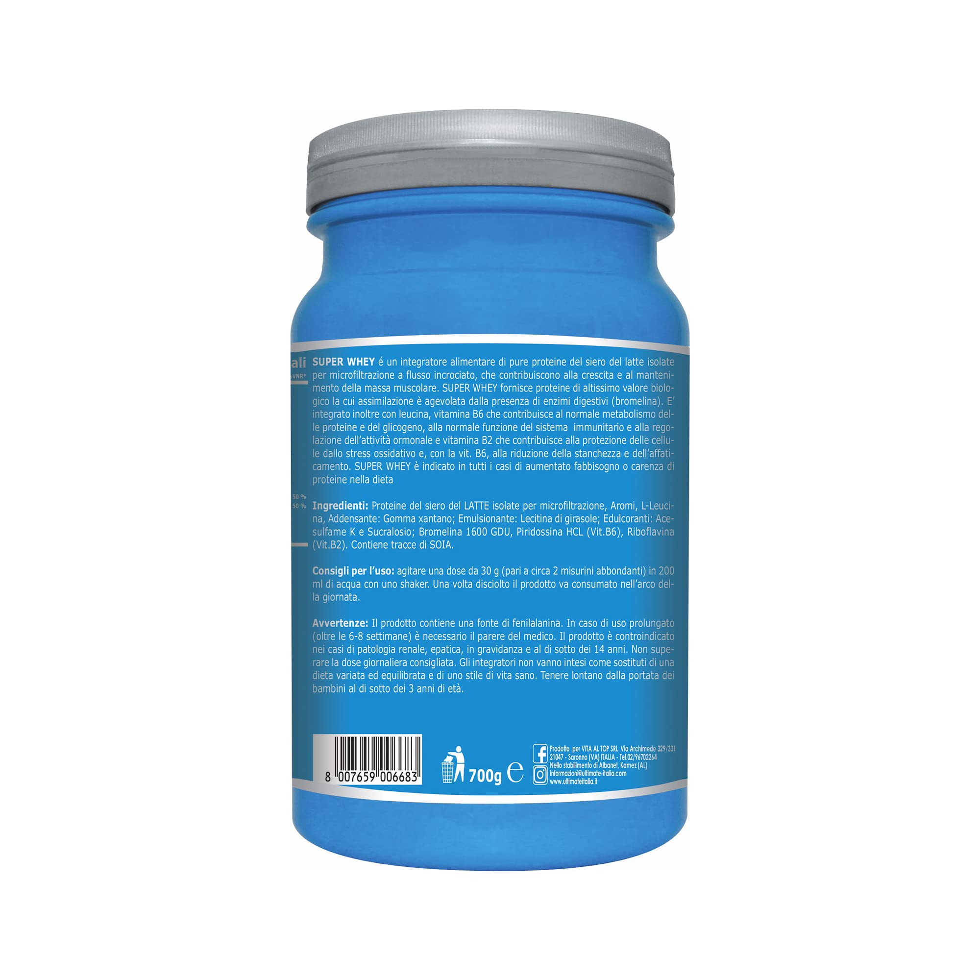 ultimate-italia-super-whey-proteine-isolate-700g-gusto-cioccolato-bianco image 2