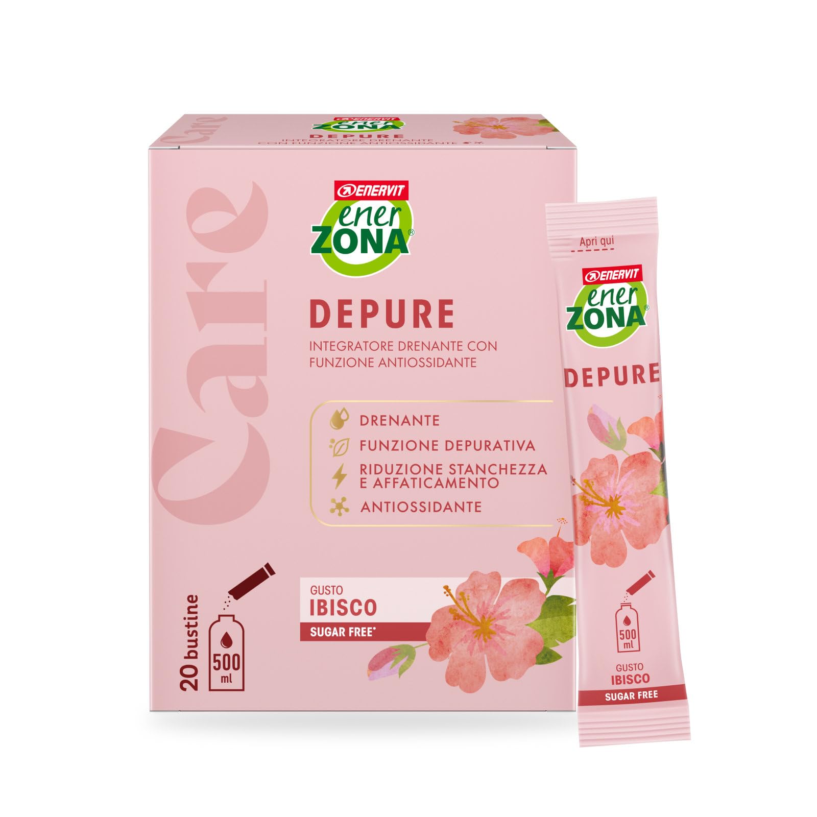 enervit-enerzona-care-depure-drenante-20-bustine-gusto-ibisco-zero-zuccheri image 1
