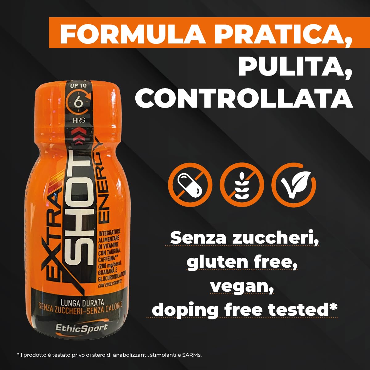 ethicsport-extra-shot-energy-12x60ml-shot-caffeina-200mg-taurina-guarana image 7