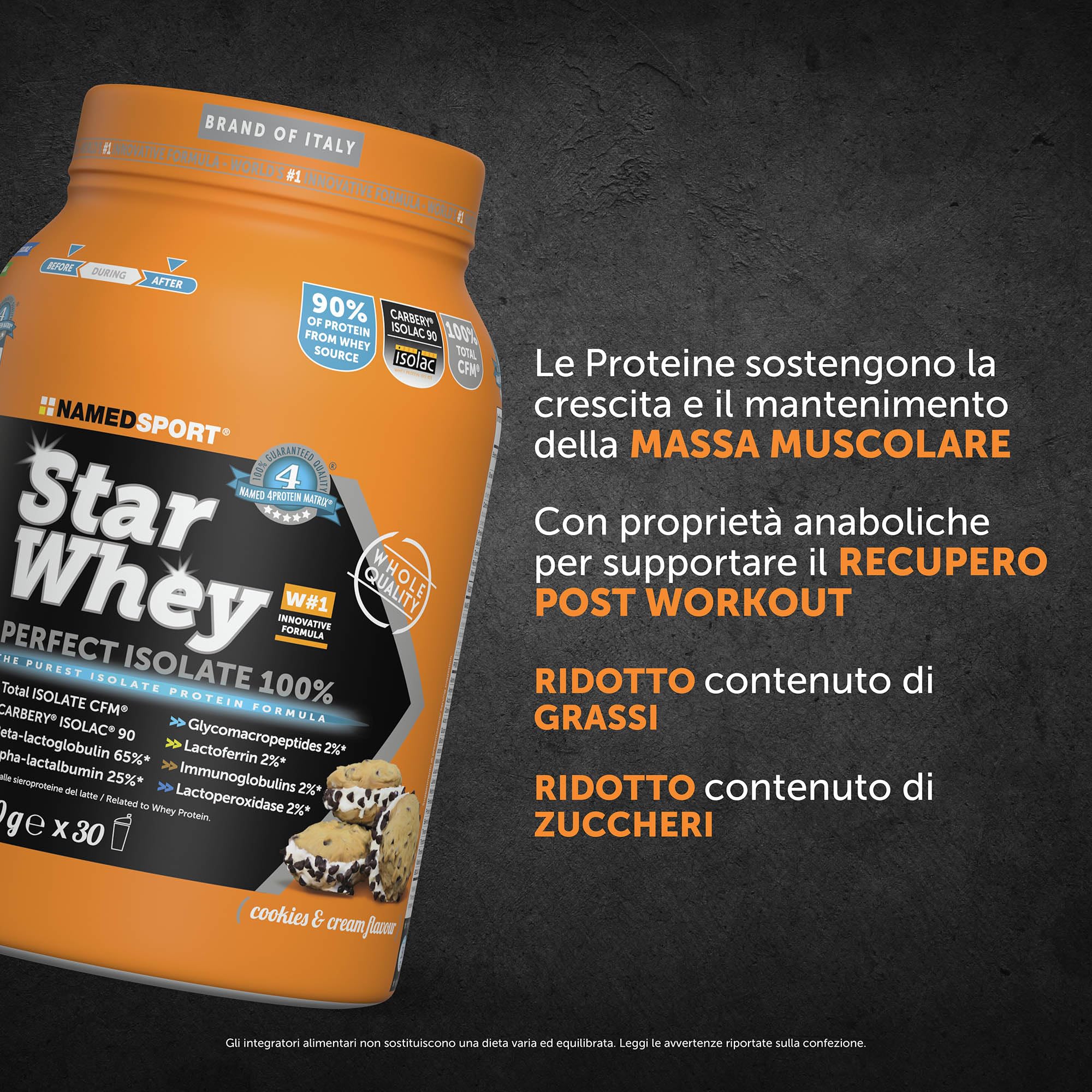 namedsport-star-whey-isolate-proteine-isolate-in-polvere-750g-cookies-cream image 3