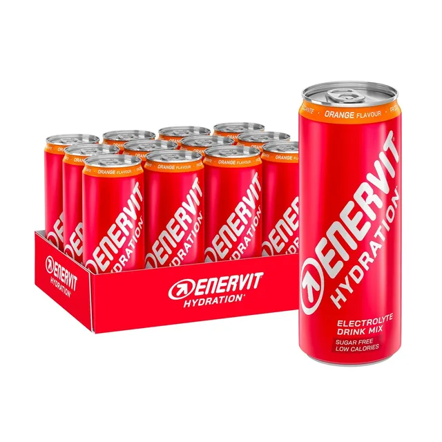 enervit-hydration-orange-bevanda-elettroliti-12-lattine-x-250-ml-gusto-arancia image 1