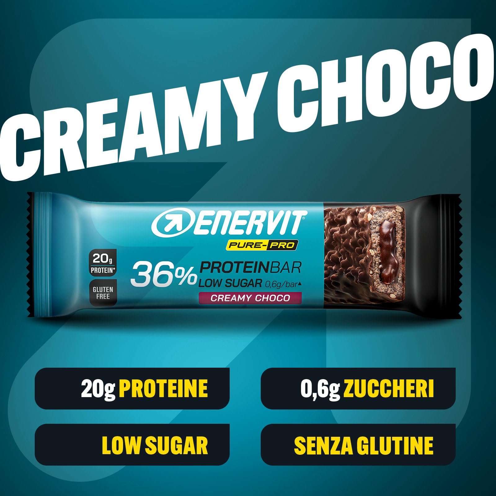 enervit-pure-pro-protein-bar-36-creamy-choco-25-x-55g-senza-glutine image 2
