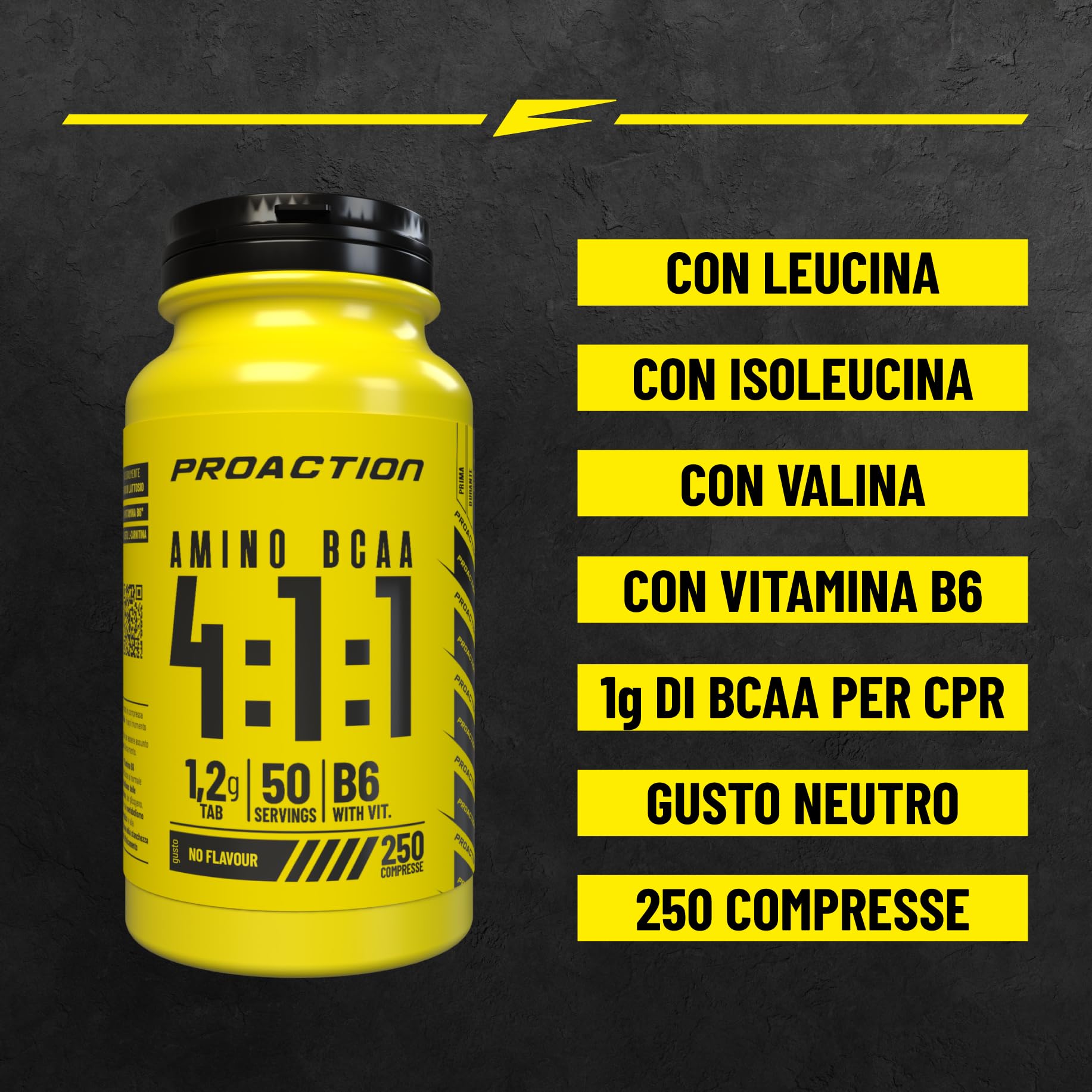 proaction-amino-bcaa-4-1-1-con-vitamina-b6-250-compresse image 2