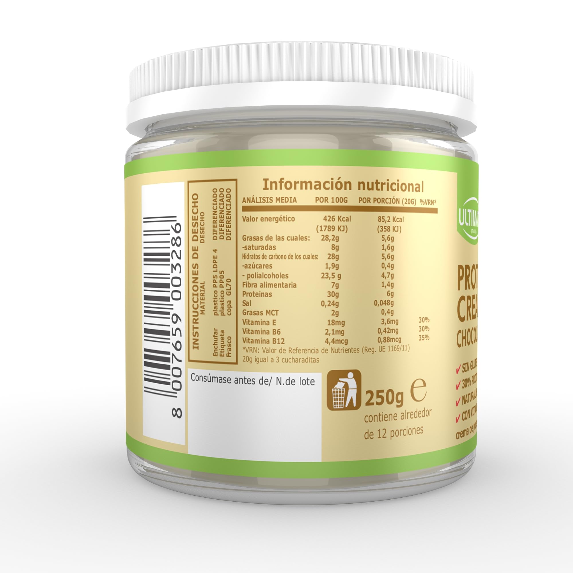 ultimate-italia-protein-cream-veg-cioccolato-bianco-2x250g-vegana image 4