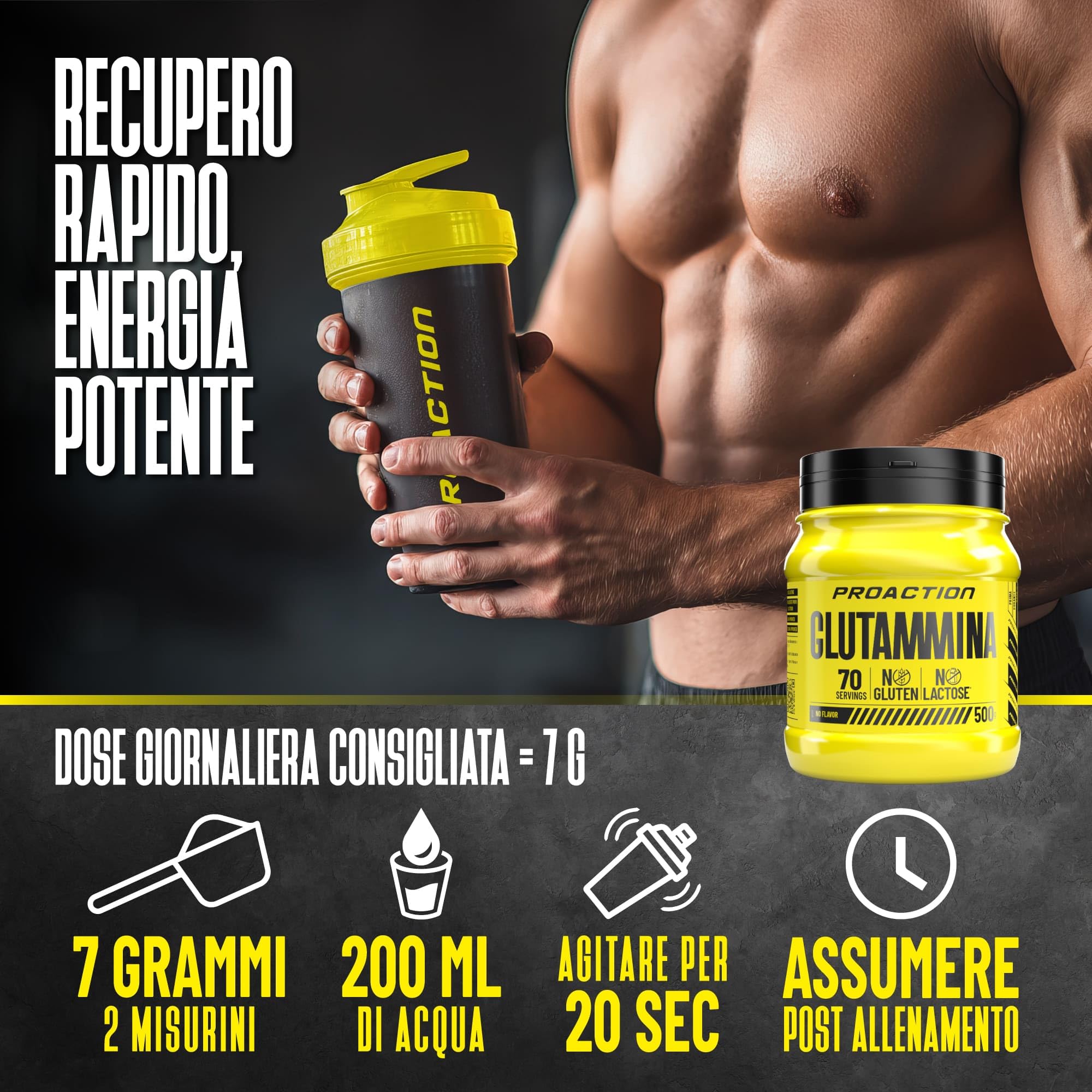 proaction-l-glutammina-100-pura-in-polvere-500g-70-porzioni image 5