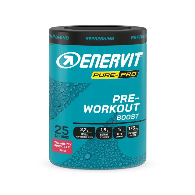enervit-pure-pro-pre-workout-fragola-ananas-con-caffeina-e-creatina-313g-vegan image 1