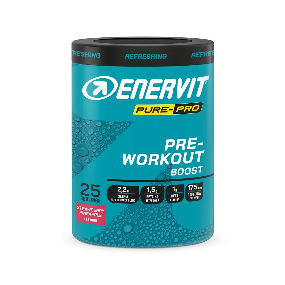 enervit-pure-pro-pre-workout-fragola-ananas-con-caffeina-e-creatina-313g-vegan image 1
