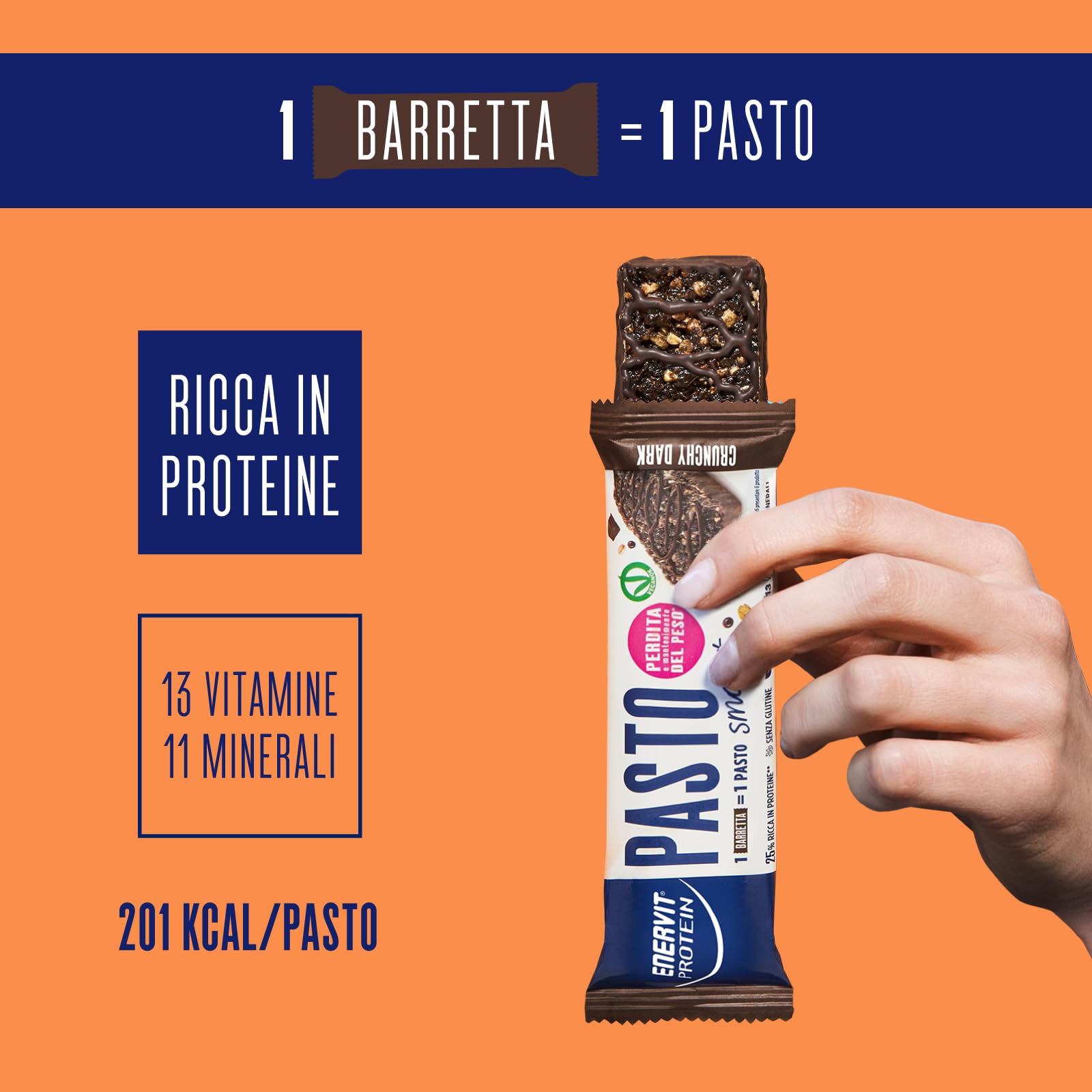 enervit-protein-pasto-crunchy-dark-barretta-sostitutiva-pasto-cioccolato-fondent image 4