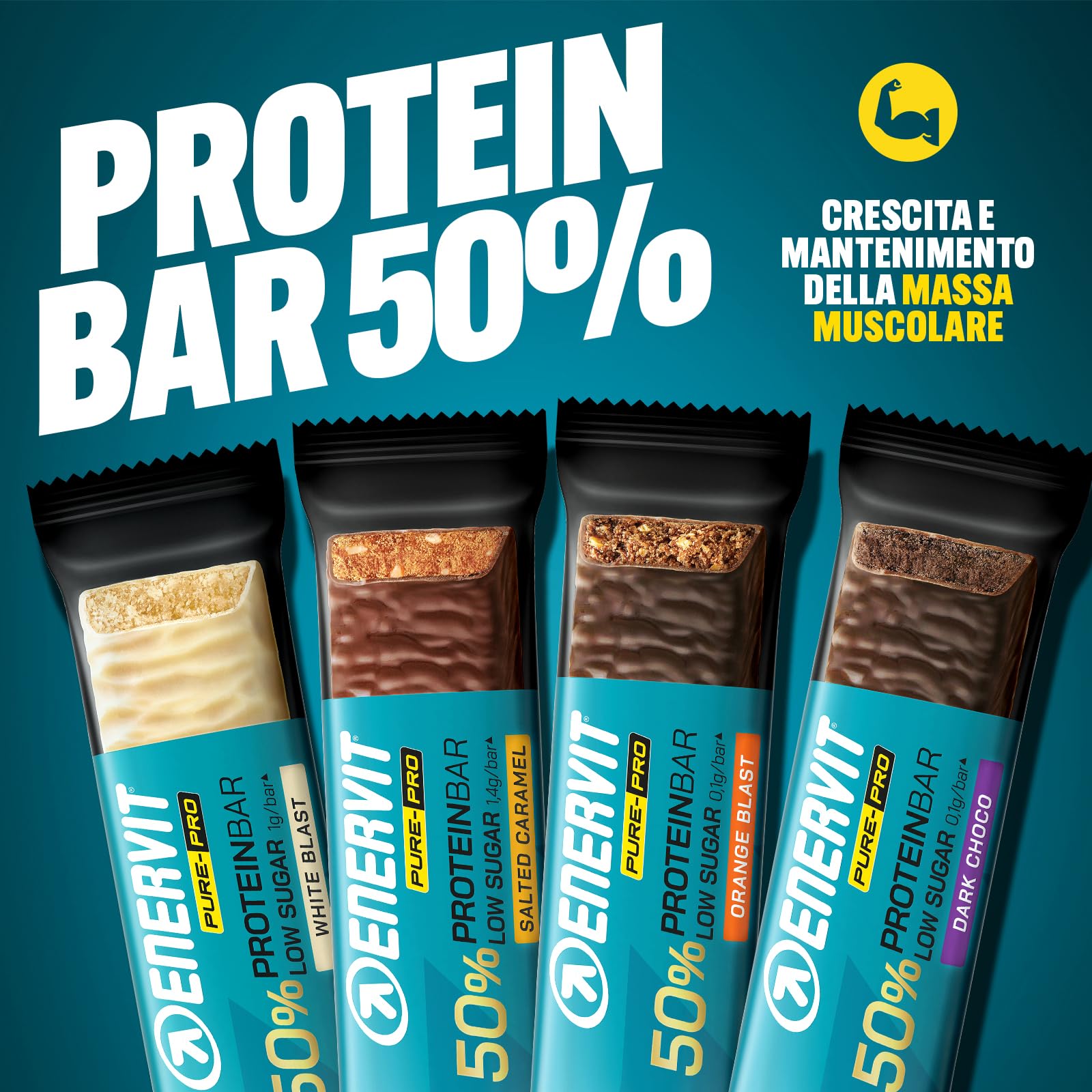 enervit-pure-pro-protein-bar-50-dark-choco-9-x-55-g-gusto-cioccolato-fondente image 4