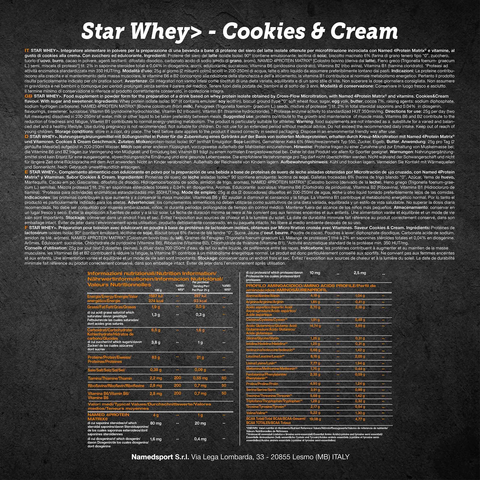 namedsport-star-whey-isolate-proteine-isolate-in-polvere-750g-cookies-cream image 4