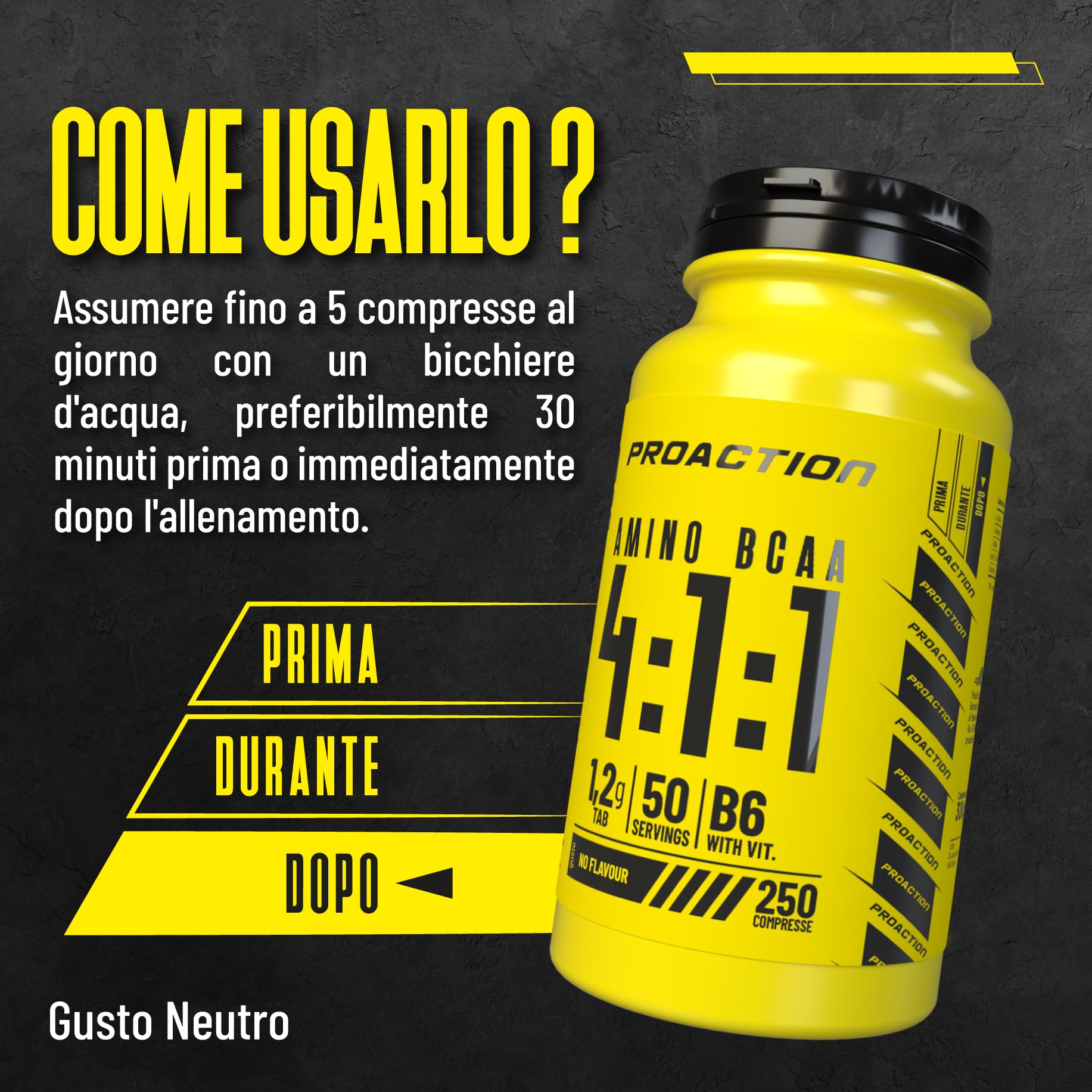 proaction-amino-bcaa-4-1-1-con-vitamina-b6-250-compresse image 3