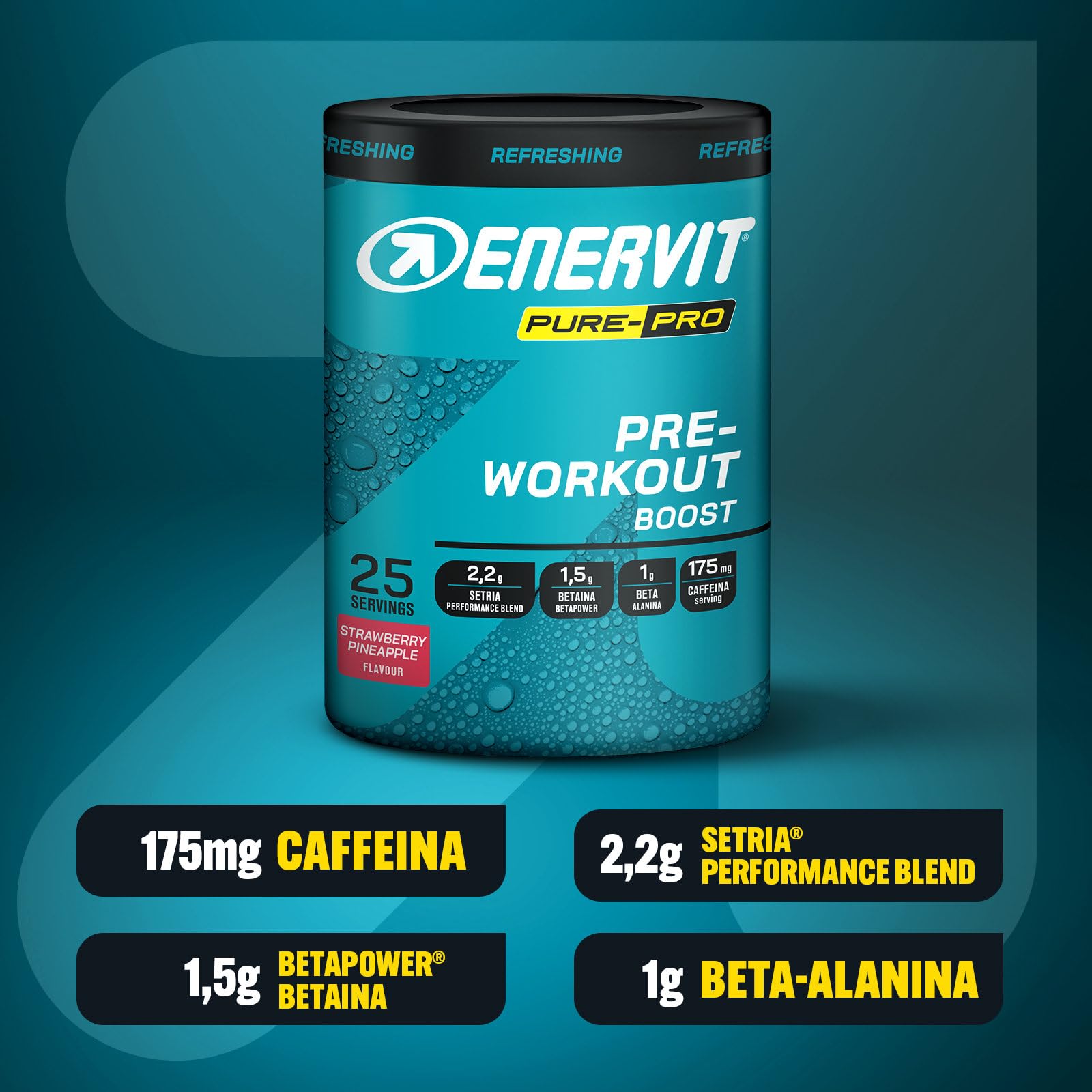 enervit-pure-pro-pre-workout-fragola-ananas-con-caffeina-e-creatina-313g-vegan image 2